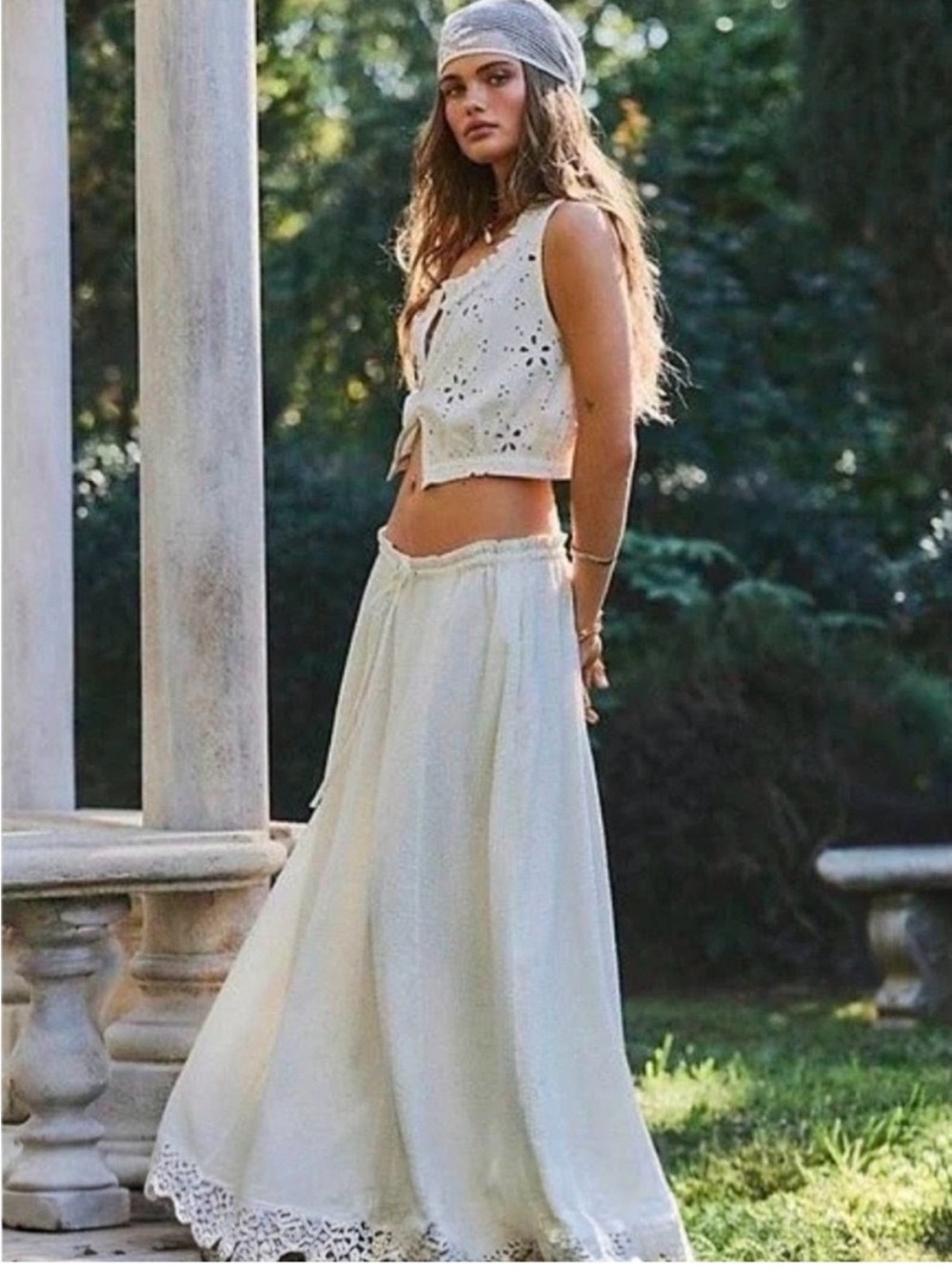 NWT Free People Ivory Madelyn maxi skirt set